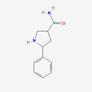 molecular formula C11H14N2O B15245942 5-Phenylpyrrolidine-3-carboxamide 