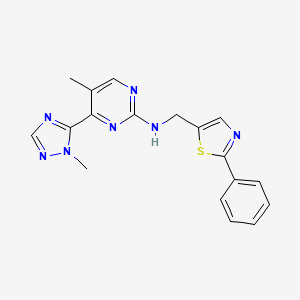 5-Methyl-4-(1-methyl-1H-1,2,4-triazol-5-yl)-N-((2-phenylthiazol-5-yl)methyl)pyrimidin-2-amine