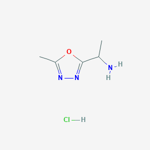 molecular formula C5H10ClN3O B1524675 1-(5-甲基-1,3,4-噁二唑-2-基)乙基胺盐酸盐 CAS No. 1384662-01-4