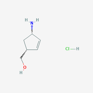 B1524758 ((1R,4S)-4-Aminocyclopent-2-en-1-yl)methanol hydrochloride CAS No. 77745-28-9
