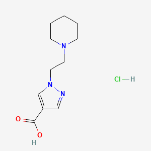 molecular formula C11H18ClN3O2 B1524815 1-[2-(piperidin-1-yl)ethyl]-1H-pyrazole-4-carboxylic acid hydrochloride CAS No. 1311315-56-6