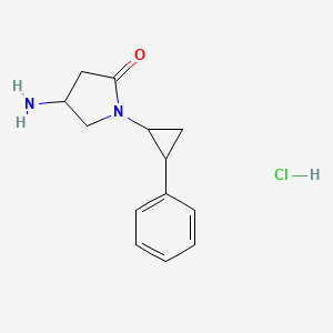 molecular formula C13H17ClN2O B1524836 4-氨基-1-(2-苯基环丙基)吡咯烷-2-酮盐酸盐 CAS No. 1354961-02-6