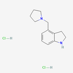 molecular formula C13H20Cl2N2 B1524839 4-(pyrrolidin-1-ylmethyl)-2,3-dihydro-1H-indole dihydrochloride CAS No. 1354952-78-5