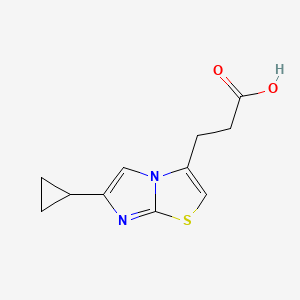molecular formula C11H12N2O2S B1524859 3-{6-Cyclopropylimidazo[2,1-b][1,3]thiazol-3-yl}propanoic acid CAS No. 1286732-75-9