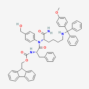 9H-fluoren-9-ylmethyl N-[(2S)-1-[N-[(2S)-1-amino-6-[[(4-methoxyphenyl)-diphenylmethyl]amino]-1-oxohexan-2-yl]-4-(hydroxymethyl)anilino]-1-oxo-3-phenylpropan-2-yl]carbamate