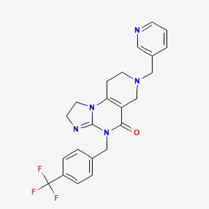 molecular formula C23H22F3N5O B15249209 7-(Pyridin-3-ylmethyl)-4-(4-(trifluoromethyl)benzyl)-1,2,6,7,8,9-hexahydroimidazo[1,2-a]pyrido[3,4-e]pyrimidin-5(4H)-one 