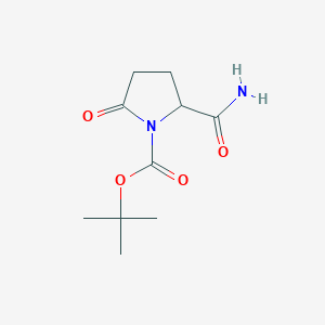 molecular formula C10H16N2O4 B15249366 tert-Butyl2-carbamoyl-5-oxopyrrolidine-1-carboxylate 