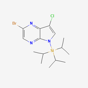 molecular formula C15H23BrClN3Si B15249437 2-Bromo-7-chloro-5-(triisopropylsilyl)-5H-pyrrolo[2,3-b]pyrazine 