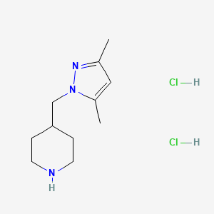 B1524996 4-[(3,5-dimethyl-1H-pyrazol-1-yl)methyl]piperidine dihydrochloride CAS No. 1311317-19-7