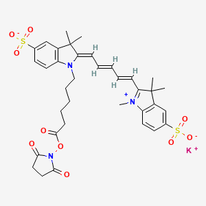 Potassium 1-(6-((2,5-dioxopyrrolidin-1-yl)oxy)-6-oxohexyl)-3,3-dimethyl-2-(5-(1,3,3-trimethyl-5-sulfonatoindolin-2-ylidene)penta-1,3-dien-1-yl)-3H-indol-1-ium-5-sulfonate