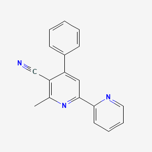 molecular formula C18H13N3 B15250481 6-Methyl-4-phenyl[2,2'-bipyridine]-5-carbonitrile CAS No. 133617-72-8