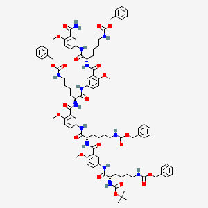 L-Lysinamide, N2-[(1,1-dimethylethoxy)carbonyl]-N6-[(phenylmethoxy)carbonyl]-L-lysyl-5-amino-2-methoxybenzoyl-N6-[(phenylmethoxy)carbonyl]-L-lysyl-5-amino-2-methoxybenzoyl-N6-[(phenylmethoxy)carbonyl]-L-lysyl-5-amino-2-methoxybenzoyl-N-[3-(aminocarbonyl)-