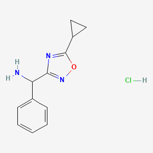molecular formula C12H14ClN3O B1525091 (5-Cyclopropyl-1,2,4-oxadiazol-3-yl)(phenyl)methanamine hydrochloride CAS No. 1306603-44-0