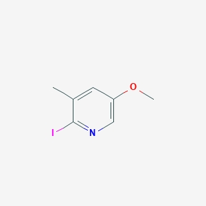 molecular formula C7H8INO B15251097 2-Iodo-5-methoxy-3-methylpyridine 