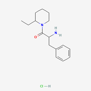 molecular formula C16H25ClN2O B1525133 2-氨基-1-(2-乙基-1-哌啶基)-3-苯基-1-丙酮盐酸盐 CAS No. 1236267-55-2