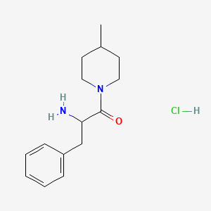 molecular formula C15H23ClN2O B1525138 2-Amino-1-(4-methyl-1-piperidinyl)-3-phenyl-1-propanone hydrochloride CAS No. 1246172-77-9