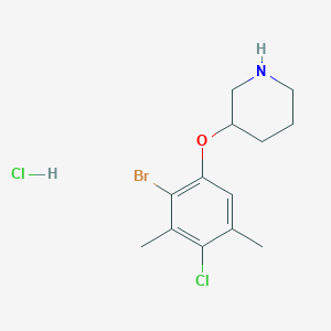 molecular formula C13H18BrCl2NO B1525139 3-(2-Bromo-4-chloro-3,5-dimethylphenoxy)-piperidine hydrochloride CAS No. 1220020-78-9
