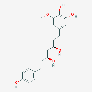 molecular formula C20H26O6 B15251492 5-((3R,5S)-3,5-Dihydroxy-7-(4-hydroxyphenyl)heptyl)-3-methoxybenzene-1,2-diol 