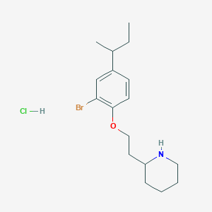 molecular formula C17H27BrClNO B1525160 2-{2-[2-Bromo-4-(sec-butyl)phenoxy]-ethyl}piperidine hydrochloride CAS No. 1219982-91-8
