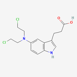 molecular formula C15H18Cl2N2O2 B15251937 3-{5-[Bis(2-chloroethyl)amino]-1h-indol-3-yl}propanoic acid CAS No. 93989-80-1