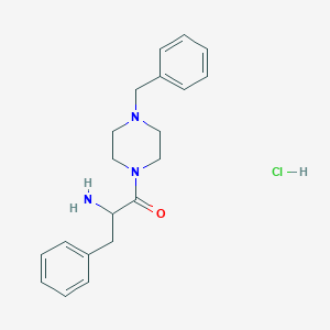 molecular formula C20H26ClN3O B1525194 2-Amino-1-(4-benzyl-1-piperazinyl)-3-phenyl-1-propanone hydrochloride CAS No. 1236266-39-9