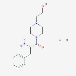 molecular formula C15H24ClN3O2 B1525195 2-Amino-1-[4-(2-hydroxyethyl)-1-piperazinyl]-3-phenyl-1-propanone hydrochloride CAS No. 1236254-91-3