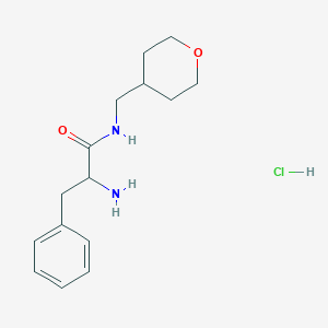 molecular formula C15H23ClN2O2 B1525196 2-Amino-3-phenyl-N-(tetrahydro-2H-pyran-4-ylmethyl)propanamide hydrochloride CAS No. 1236254-74-2
