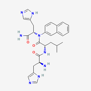 molecular formula C28H34N8O3 B15252144 H-His-Leu-N(naphth-2-yl)His-NH2 