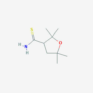 molecular formula C9H17NOS B15252156 2,2,5,5-Tetramethyloxolane-3-carbothioamide 