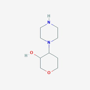 molecular formula C9H18N2O2 B15252189 4-(Piperazin-1-YL)oxan-3-OL 