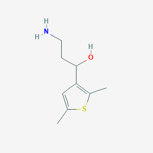 molecular formula C9H15NOS B15252285 3-Amino-1-(2,5-dimethylthiophen-3-yl)propan-1-ol 