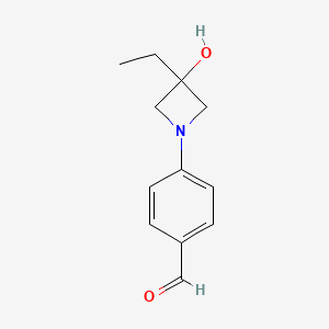 molecular formula C12H15NO2 B15252322 4-(3-Ethyl-3-hydroxyazetidin-1-yl)benzaldehyde 