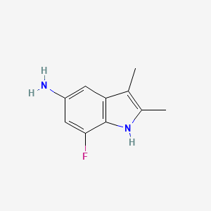 molecular formula C10H11FN2 B15252561 7-Fluoro-2,3-dimethyl-1H-indol-5-amine 