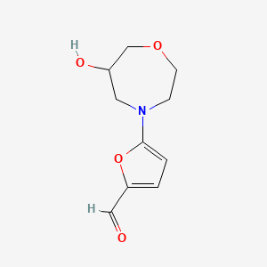 molecular formula C10H13NO4 B15252667 5-(6-Hydroxy-1,4-oxazepan-4-yl)furan-2-carbaldehyde 