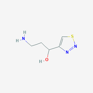 molecular formula C5H9N3OS B15252683 3-Amino-1-(1,2,3-thiadiazol-4-yl)propan-1-ol 