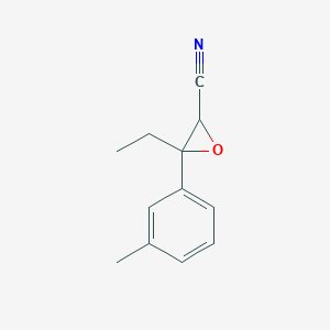 molecular formula C12H13NO B15252714 3-Ethyl-3-(3-methylphenyl)oxirane-2-carbonitrile 