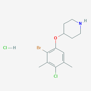 molecular formula C13H18BrCl2NO B1525274 4-(2-Bromo-4-chloro-3,5-dimethylphenoxy)-piperidine hydrochloride CAS No. 1220017-85-5