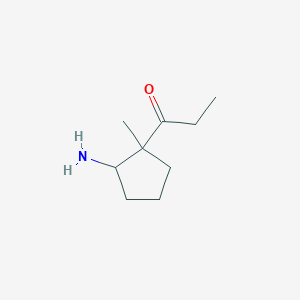 molecular formula C9H17NO B15252781 1-(2-Amino-1-methylcyclopentyl)propan-1-one 