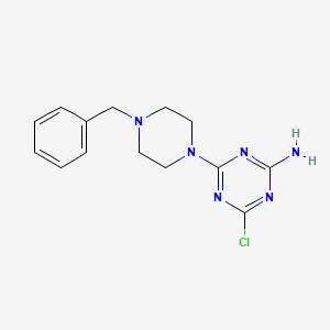 molecular formula C14H17ClN6 B1525289 4-(4-苄基-1-哌嗪基)-6-氯-1,3,5-三嗪-2-胺 CAS No. 1220029-39-9