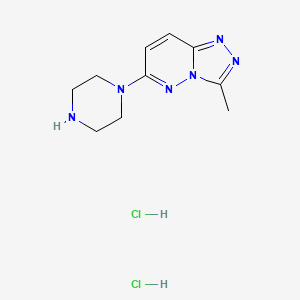 molecular formula C10H16Cl2N6 B1525371 1-{3-Methyl-[1,2,4]triazolo[4,3-b]pyridazin-6-yl}piperazine dihydrochloride CAS No. 1306605-44-6