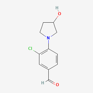 molecular formula C11H12ClNO2 B15253867 3-Chloro-4-(3-hydroxypyrrolidin-1-YL)benzaldehyde 