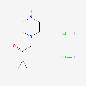 molecular formula C9H18Cl2N2O B1525391 1-Cyclopropyl-2-(piperazin-1-yl)ethan-1-one dihydrochloride CAS No. 1306604-85-2