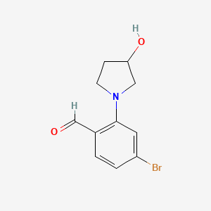 molecular formula C11H12BrNO2 B15253945 4-Bromo-2-(3-hydroxypyrrolidin-1-yl)benzaldehyde 