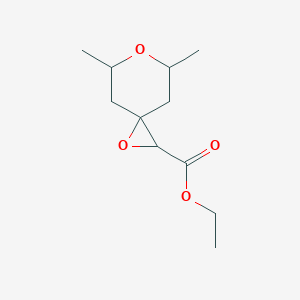 molecular formula C11H18O4 B15254021 Ethyl 5,7-dimethyl-1,6-dioxaspiro[2.5]octane-2-carboxylate 