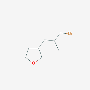 molecular formula C8H15BrO B15254060 3-(3-Bromo-2-methylpropyl)oxolane 