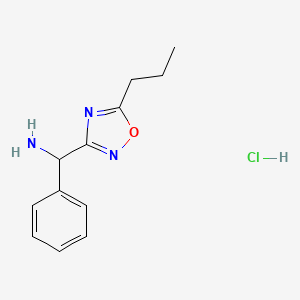 molecular formula C12H16ClN3O B1525453 苯基(5-丙基-1,2,4-恶二唑-3-基)甲胺盐酸盐 CAS No. 1334146-70-1