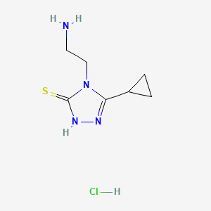 molecular formula C7H13ClN4S B1525480 4-(2-aminoethyl)-5-cyclopropyl-4H-1,2,4-triazole-3-thiol hydrochloride CAS No. 1334147-13-5
