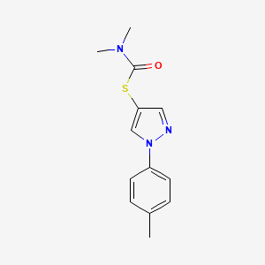 molecular formula C13H15N3OS B1525484 N,N-dimethyl-1-{[1-(4-methylphenyl)-1H-pyrazol-4-yl]sulfanyl}formamide CAS No. 1311314-25-6