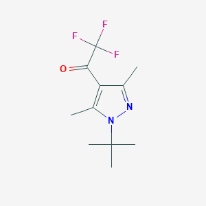 molecular formula C11H15F3N2O B1525514 1-(1-叔丁基-3,5-二甲基-1H-吡唑-4-基)-2,2,2-三氟乙酮 CAS No. 1315366-32-5