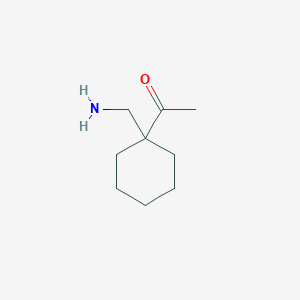 molecular formula C9H17NO B15255394 1-[1-(Aminomethyl)cyclohexyl]ethan-1-one 